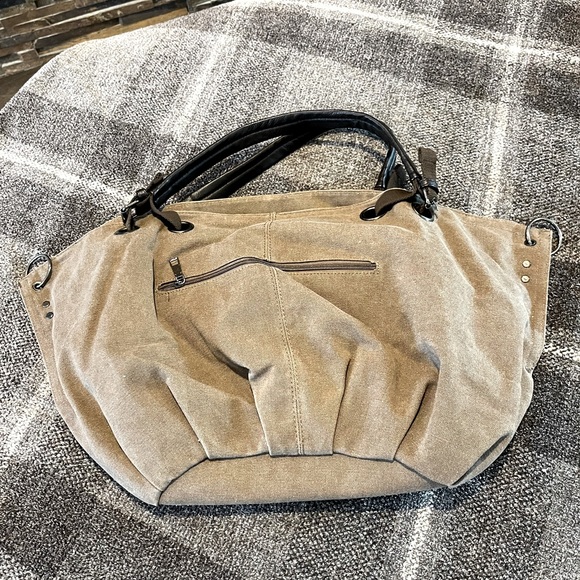 Handbags - Brown distressed fabric bag